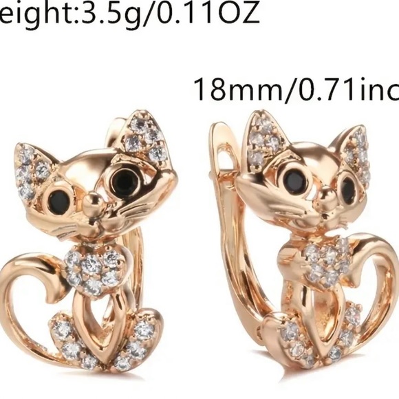 NWT 1 pair Golden Cute Cat Earrings - Picture 4 of 5
